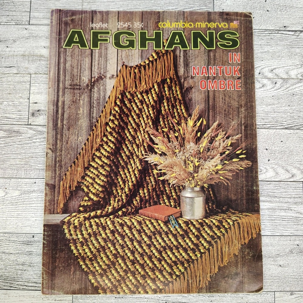 Vtg 1972 Columbia Minerva Afghan Patterns • Knitcore Grannycore Retrocraft Book